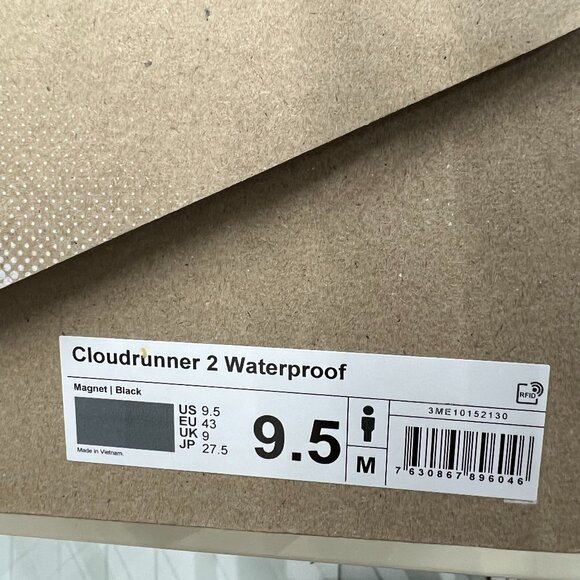 On Cloud Cloudrunner 2 Waterproof Men's Size 9.5 Magnet Black 3ME10152130 - New - Picture 7 of 7